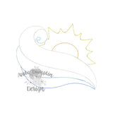Waves and Sun Bean Stitch Applique Design