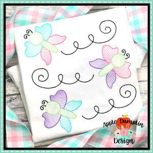 3 Butterflies Sketch Embroidery Design
