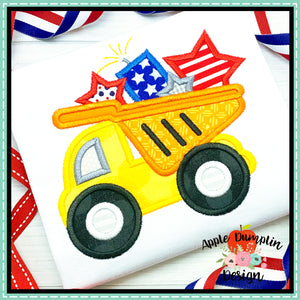 4th of July Dump Truck Applique Design