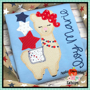 4th of July Llama Applique Design