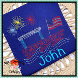 Scribble 4th of July Pontoon Embroidery Design