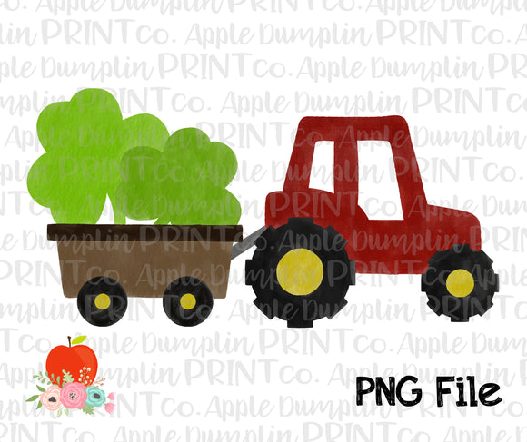 Shamrock Tractor Watercolor Printable Design PNG