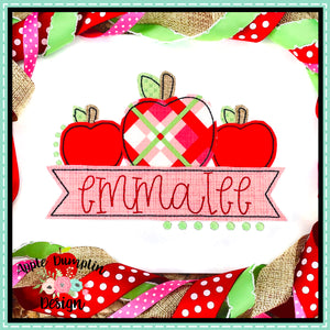 Apple Banner Bean Stitch Applique Design