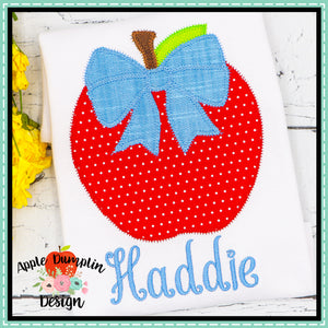 Apple with Bow Zigzag Applique Design