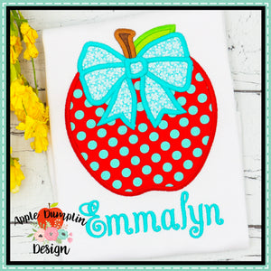 Apple with Bow Applique Design