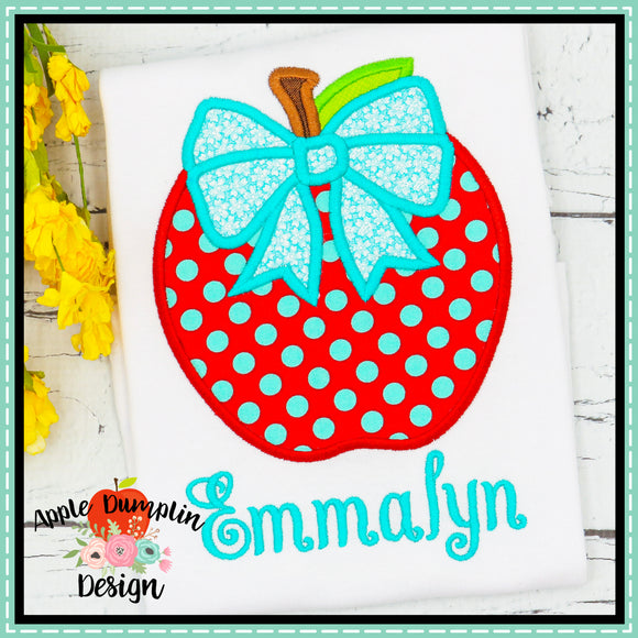 Apple with Bow Applique Design