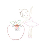 Ballerina with Apple Bean Stitch Applique Design