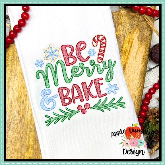 Be Merry and Bake Sketch Embroidery Design