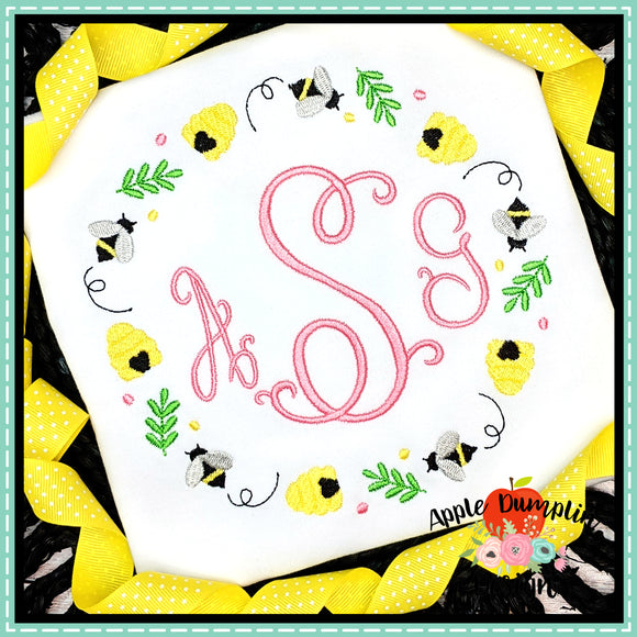 Bee Wreath Embroidery Design