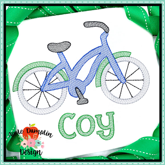 Bicycle Sketch Embroidery Design