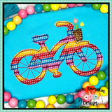 Bicycle with Flowers Bean Stitch Applique Design