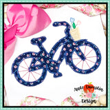 Bicycle with Flowers Zigzag Applique Design