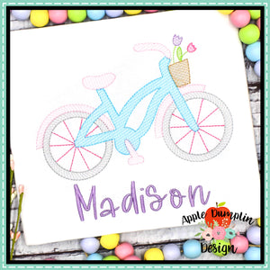 Bicycle with Flowers Sketch Embroidery Design