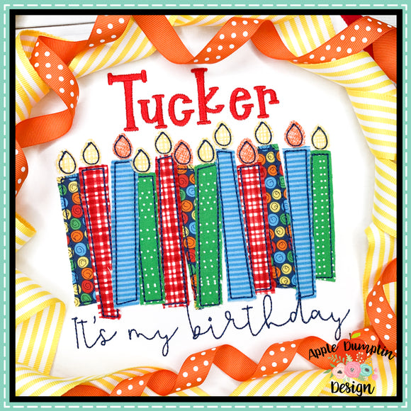 It's My Birthday Candles Bean Stitch Applique Design