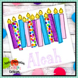 Birthday Candles Bean Stitch Applique Design