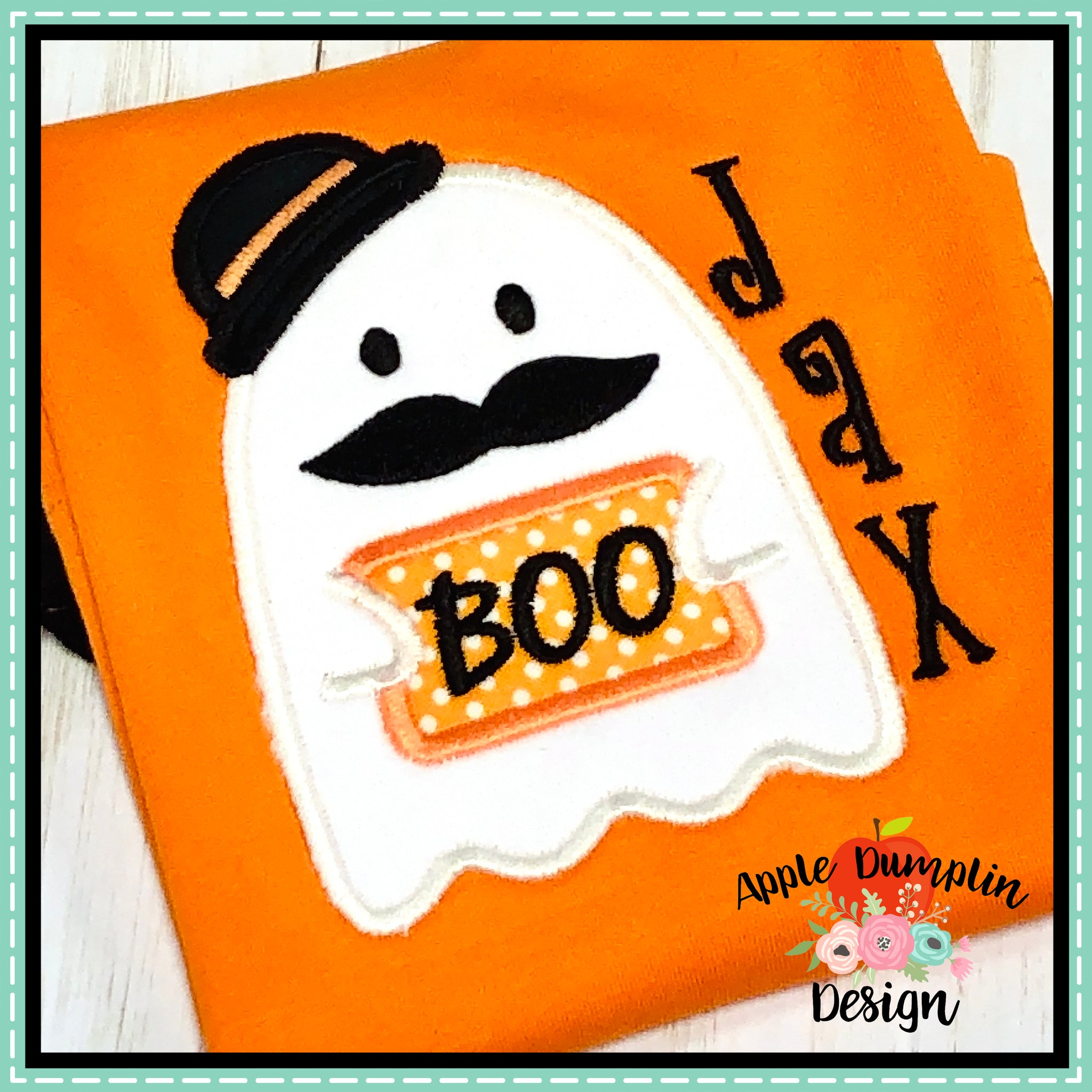 Boo Ghost Moustache Applique Design – Apple Dumplin Design