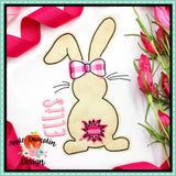 Bunny with Bow Backside Bean Stitch Applique Design