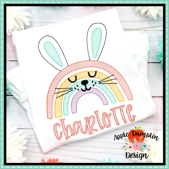 Bunny Rainbow Sketch Embroidery Design