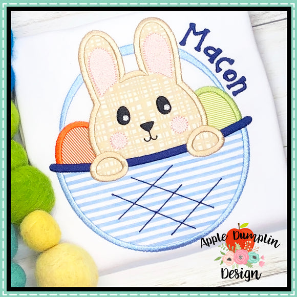 Bunny in Basket Boy Applique Design