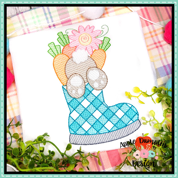 Bunny in Boot Sketch Embroidery Design