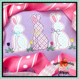 Bunny with Bow Trio Bean Stitch Applique Design