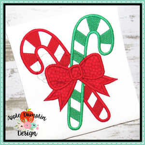 Candy Canes with Bow Applique Design
