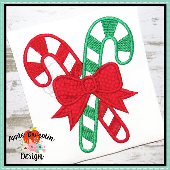 Candy Canes with Bow Applique Design