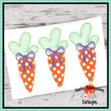 Carrots with Bow Trio Blanket Stitch Applique Design