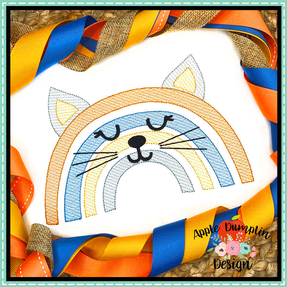 Cat Rainbow Sketch Embroidery Design