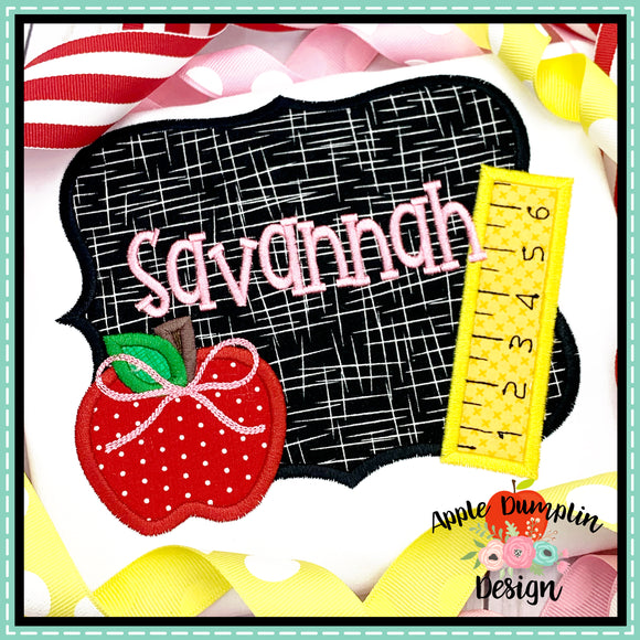 Chalkboard with Bow Satin Applique Design
