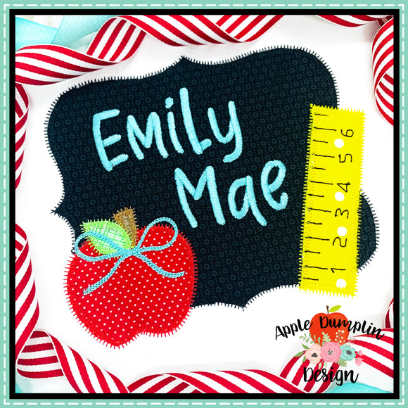 Chalkboard with Bow Zigzag Applique Design