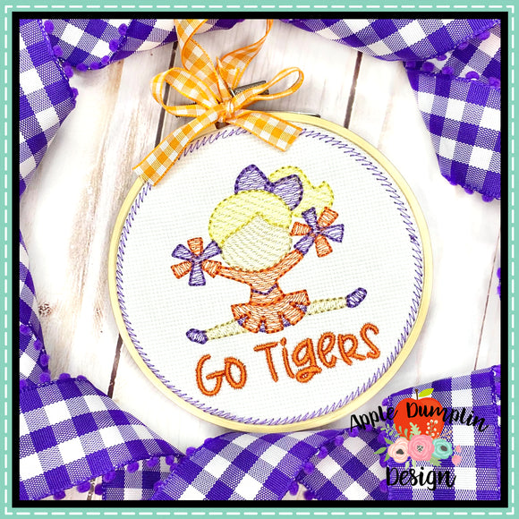 Cheerleader Sketch Ornament Embroidery Design