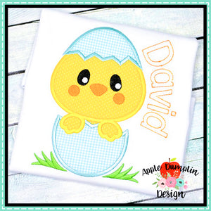 Chick Peeking Egg Boy Applique Design