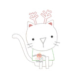 Christmas Cat Bean Stitch Applique Design