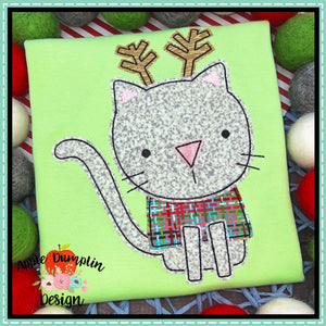 Christmas Cat Bean Stitch Applique Design