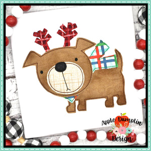 Christmas Dog Bean Stitch Applique Design