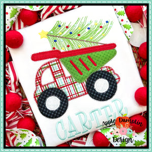 Christmas Dump Truck Zigzag Applique Design