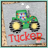 Christmas Tractor Bean Stitch Applique Design