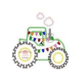Christmas Tractor Zigzag Applique Design