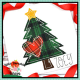 Christmas Tree Heart Bean Stitch Applique Design