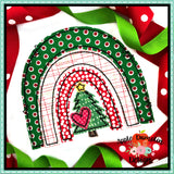Christmas Tree Heart Rainbow Bean Stitch Applique Design