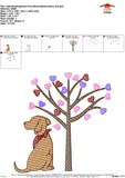 Dog with Heart Tree Sketch Embroidery Design