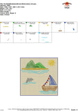 Scribble Boat Island Scene Embroidery Design