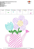 Scribble Flowers Watering Can Embroidery Design