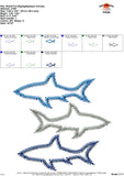 Shark Trio Zigzag Applique Design