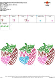 Scribble Strawberry Heart Trio Embroidery Design