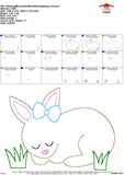 Sleeping Bunny Girl Bean Stitch Applique Design