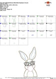 Bunny with Bubblegum Glasses Bean Stitch Applique Design