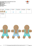 Gingerbread Man Trio Sketch Embroidery Design