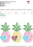 Scribble Pineapple Heart Trio Embroidery Design